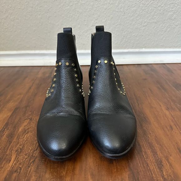 YOSI SAMRA Daryll Studded Ankle Boots Booties in Black Pebbled Leather - Picture 4 of 12